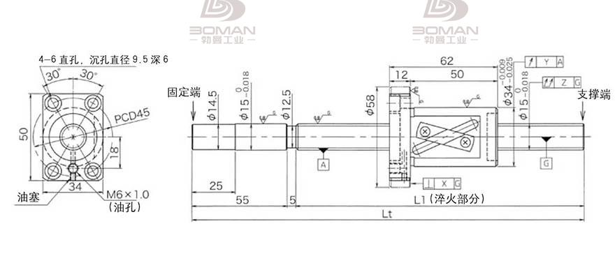 KURODA GG1520AS-BALR-0600A 黑田丝杆替换尺寸图